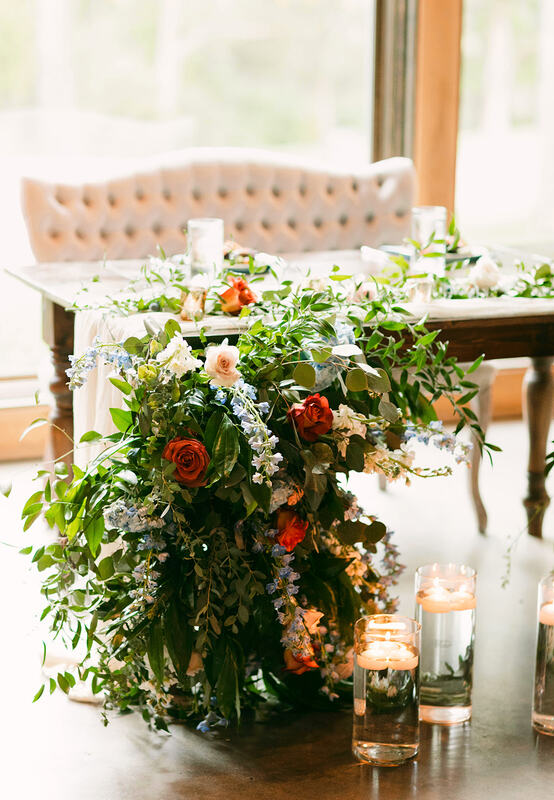 Sweetheart Table with Crawling Florals at Cedarmont Farm 