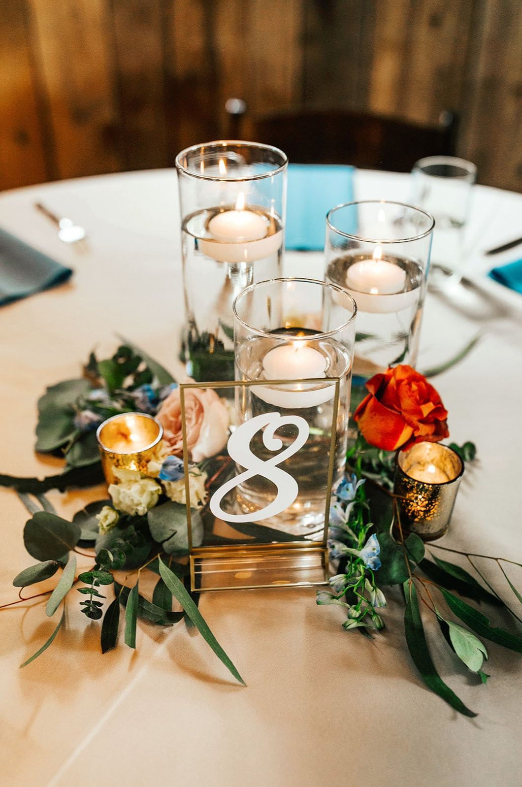 Wedding Table Centerpiece with Candles