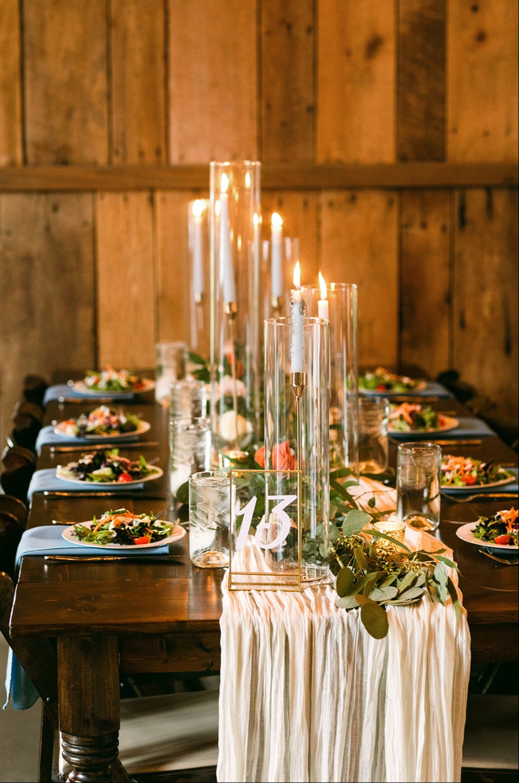 Taper Candles and Greenery Wedding Decor