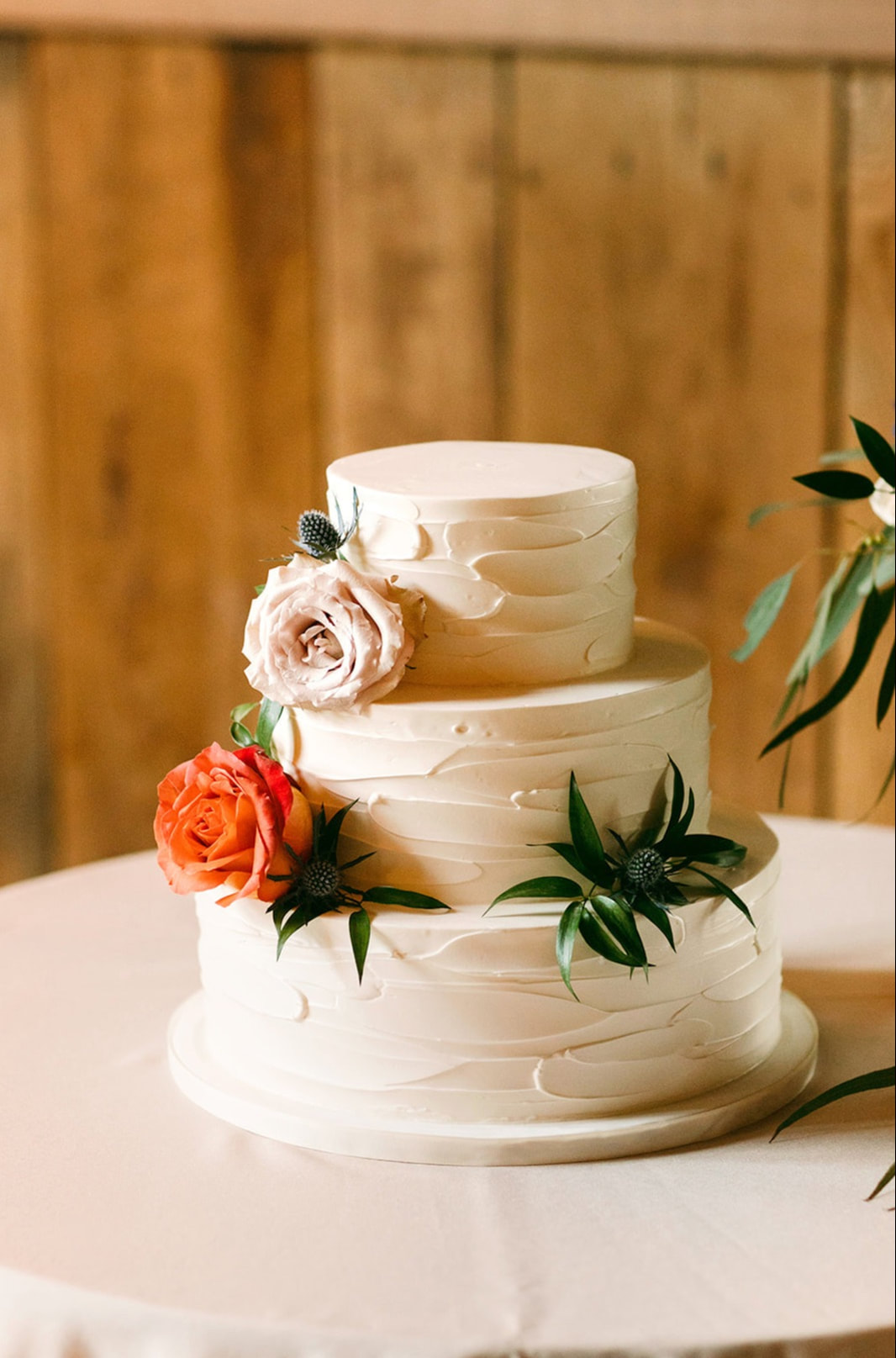 Simple Stucco Buttercream Wedding Cake