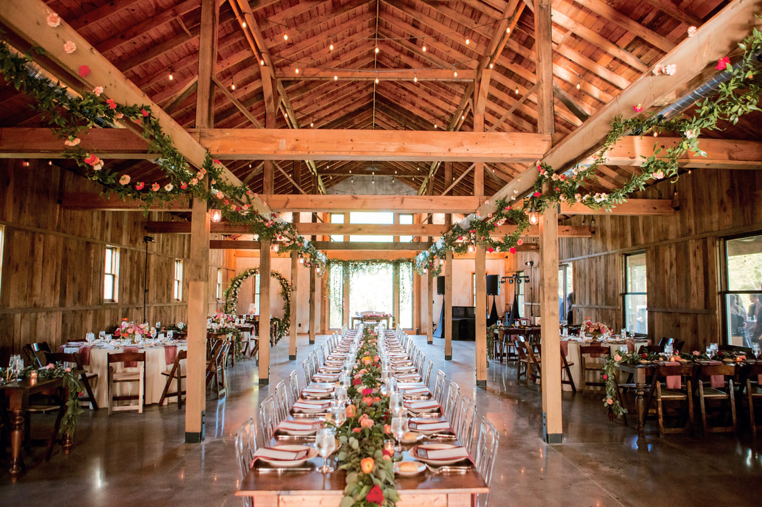 Indoor barn wedding reception at Cedarmont Farms in Franklin, TN