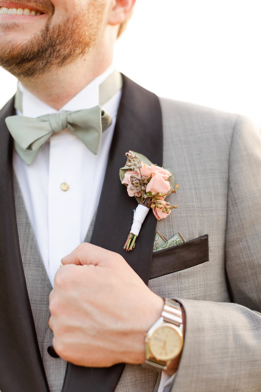 Rustic Boutonniere on gray tux
