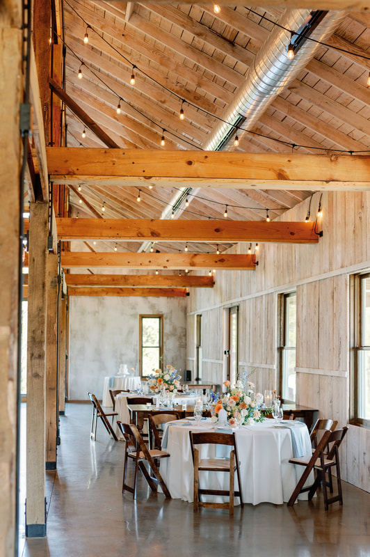 Indoor barn wedding reception