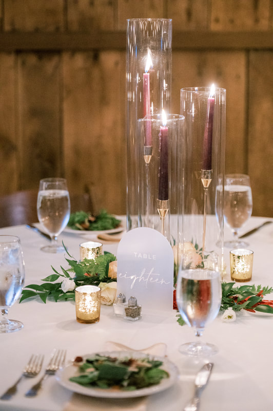 Taper Candle Trio on Round Table Wedding
