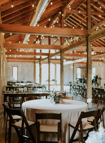 Indoor barn wedding reception